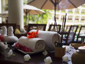 towels and incense 
